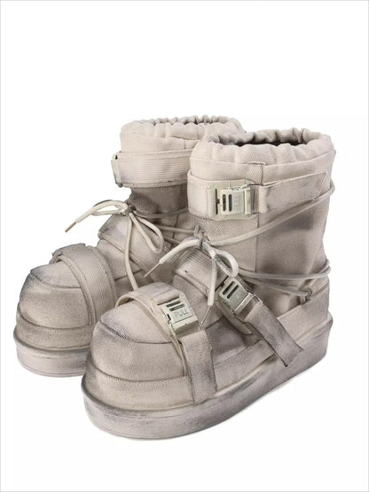 Detachable Sole Distressed Snow Boots