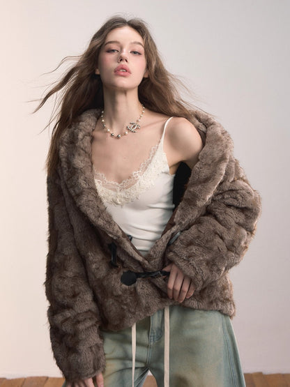 Reversible Faux Fur Toggle Jacket