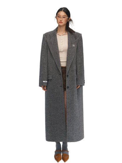 Gray Relaxed Fit Woolen Coat