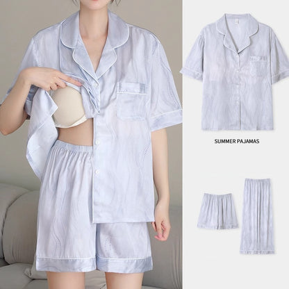 Short-sleeved Silk-like Home Loungewear Set