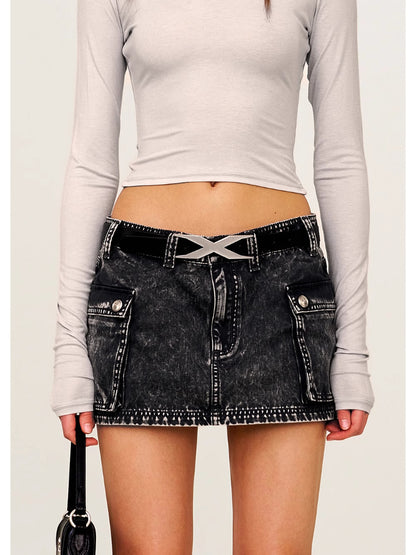 Low Waist Large Pocket Skirt