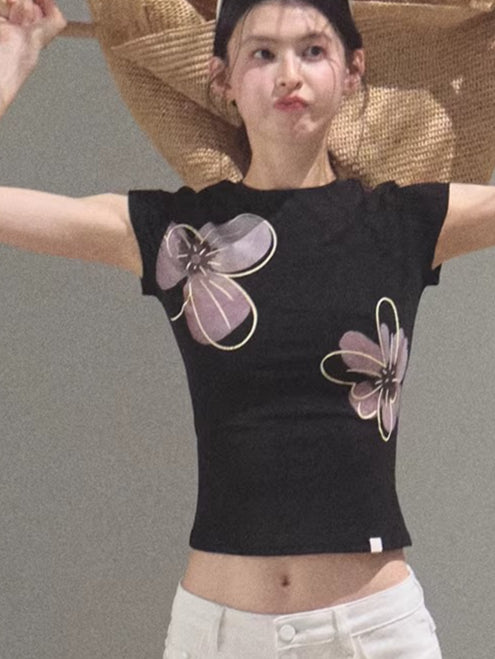 Slim-Fit Floral Print Short-Sleeve T-Shirt