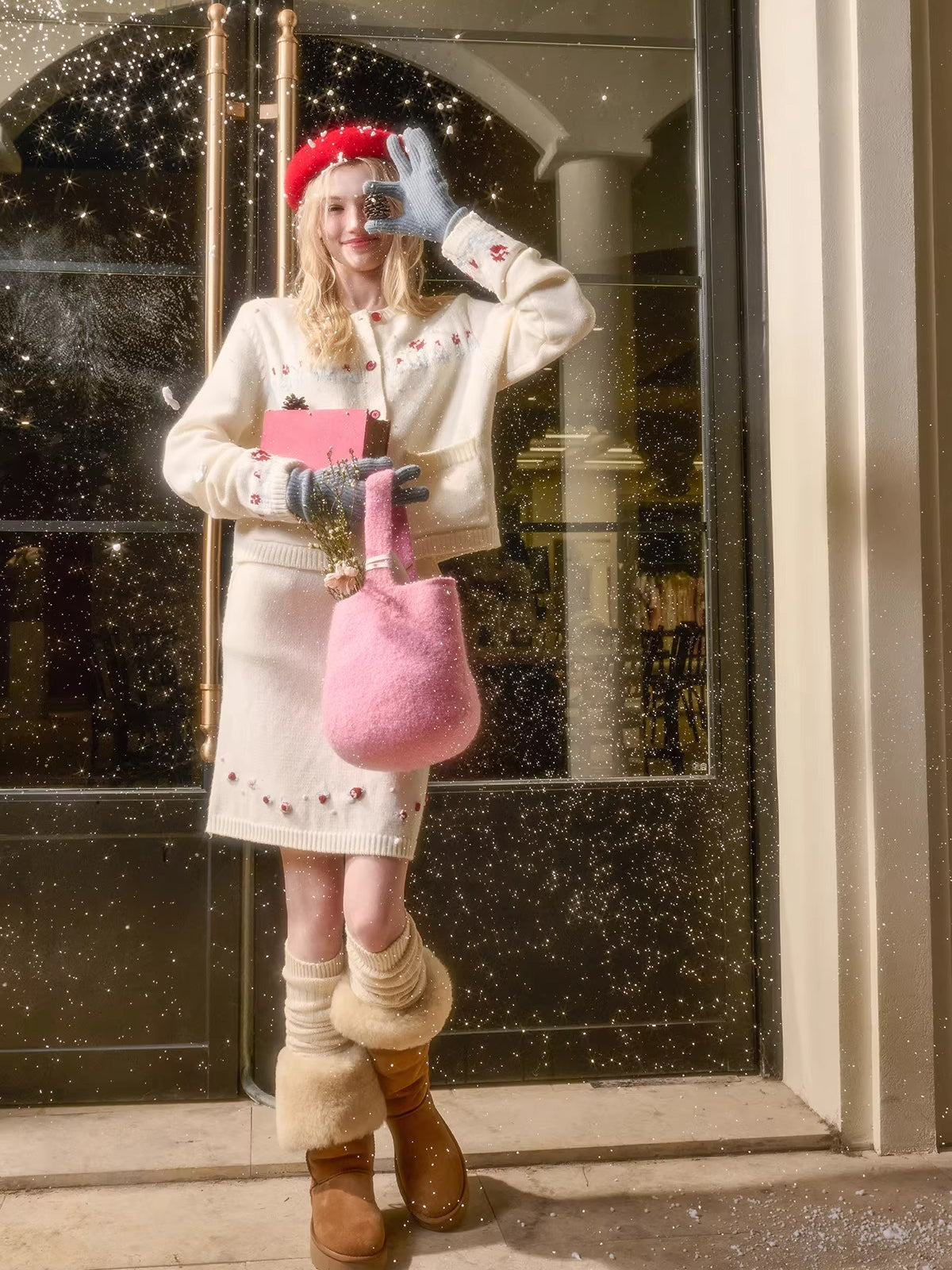 Wool-Blend Embroidered Knit Set