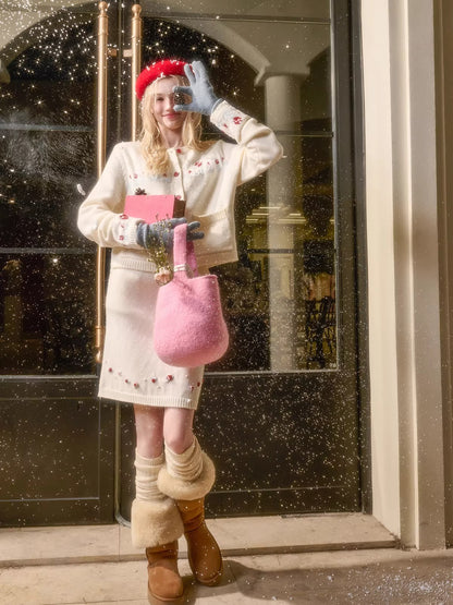 Wool-Blend Embroidered Knit Set