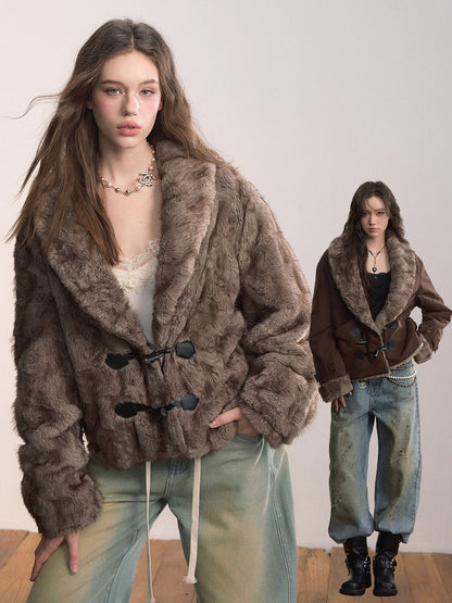 Reversible Faux Fur Toggle Jacket