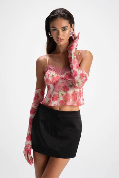 Rose Printed Tank Top (including gloves) - CHINASQUAD