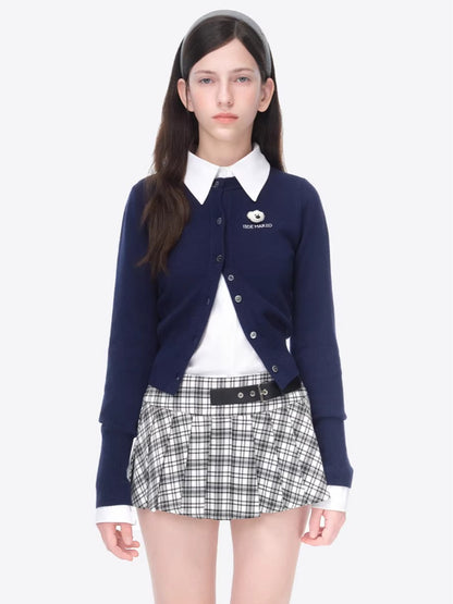 Cropped Knit Cardigan Sweater