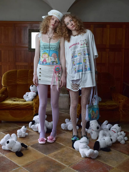 Snoopy Contrast Trim Fitted Camisole Top