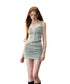Gray Lace Drawstring Vest & Skirt Set - CHINASQUAD