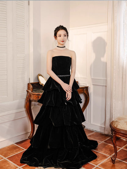Ebony Zisel Tiered Velvet Couture Gown