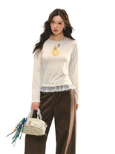 Fruit Print Lace-spliced T-Shirt - CHINASQUAD