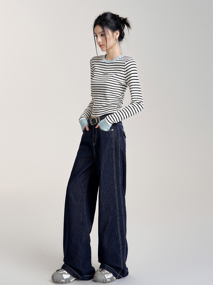 High-Waisted Zip Slim-FitFloor-Length Jeans