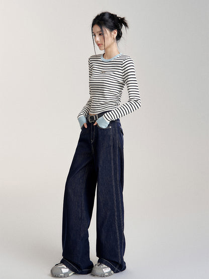 High-Waisted Zip Slim-FitFloor-Length Jeans