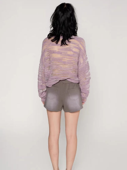 Textured Slub Wool Knit Sweater