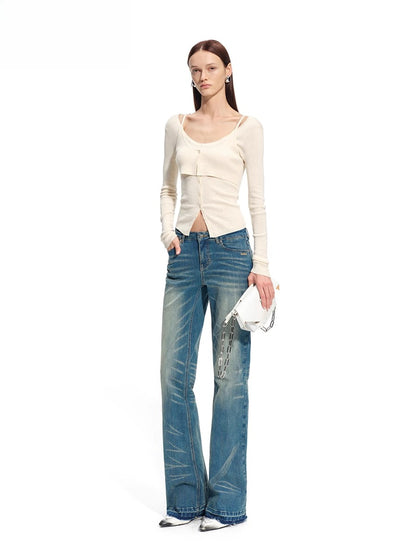 &quot;Savanna Series&quot; Plains Washed Denim Straight-Leg Jeans