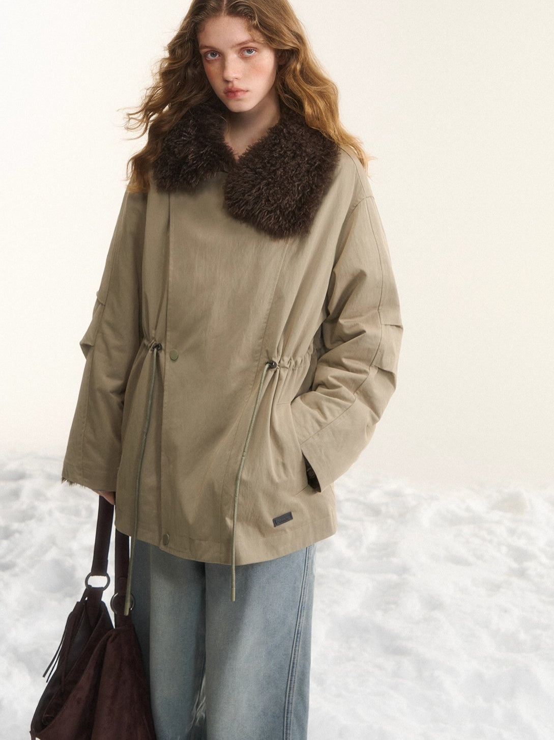 Faux-Fur Oversized Collar Jacket