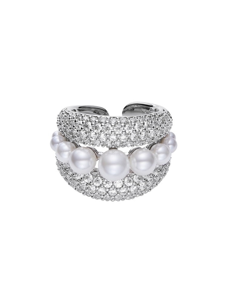 Pearl Pave Open Ring