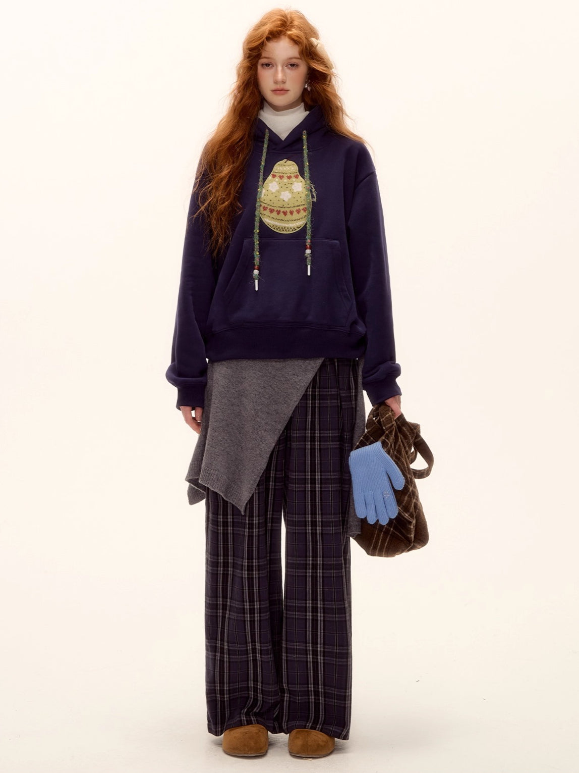 Brushed Fair Isle Knit Hoodie