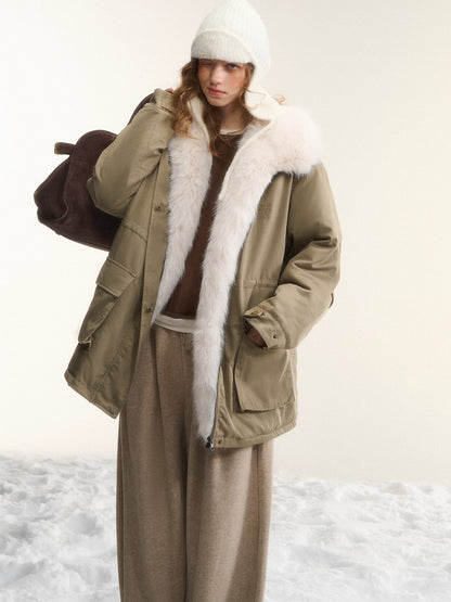 Fur-Trim Padded Utility Parka Jacket