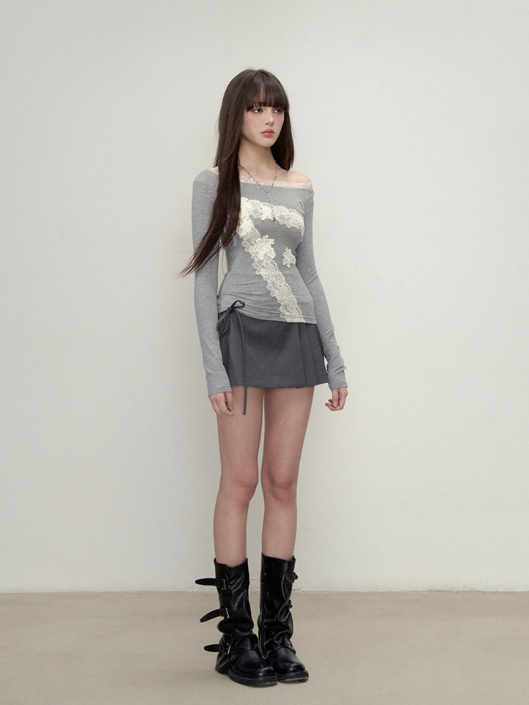 Lace-Panel Tencel T-shirt