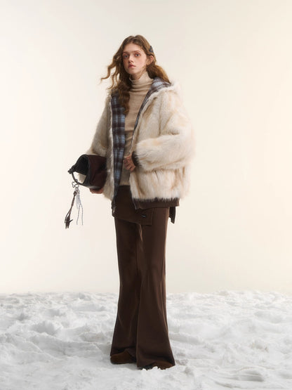 Asgony Asymmetric Layered Flare Knit Pants