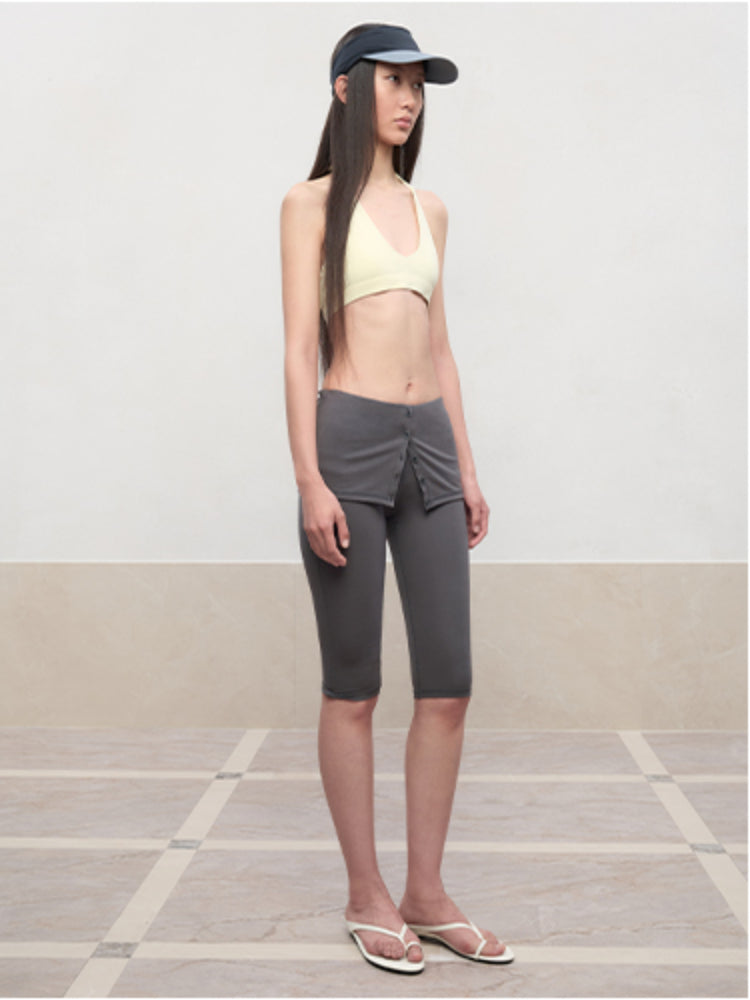 High Elastic Mid-Low Waist Five-Quarter Shorts