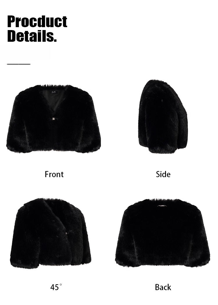 Eco-Faux Fur Cropped Holiday Jacket