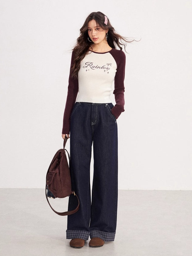 Contrast-Embroidered Raglan T-Shirt