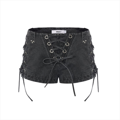 Vintage Washed Punk Grunge Drawstring Hot Shorts
