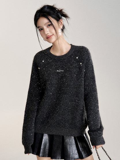 Sequin Relaxed Casual Wool Sweater