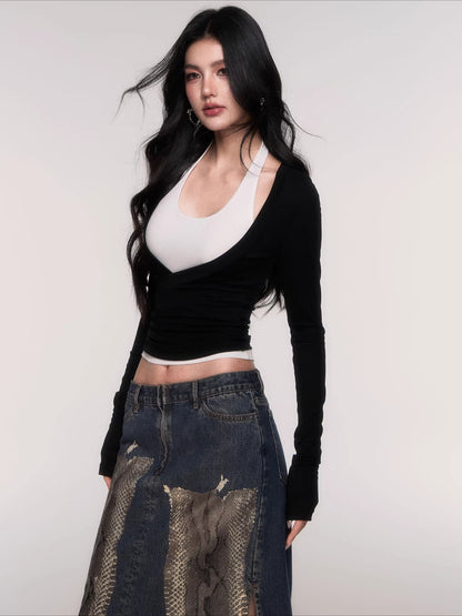 Layered Long-Sleeve Slim-Fit T-Shirt Set