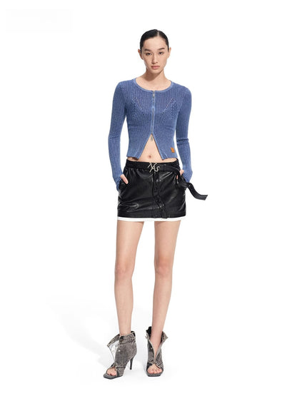 Batwing Knit Zip-Up Cardigan