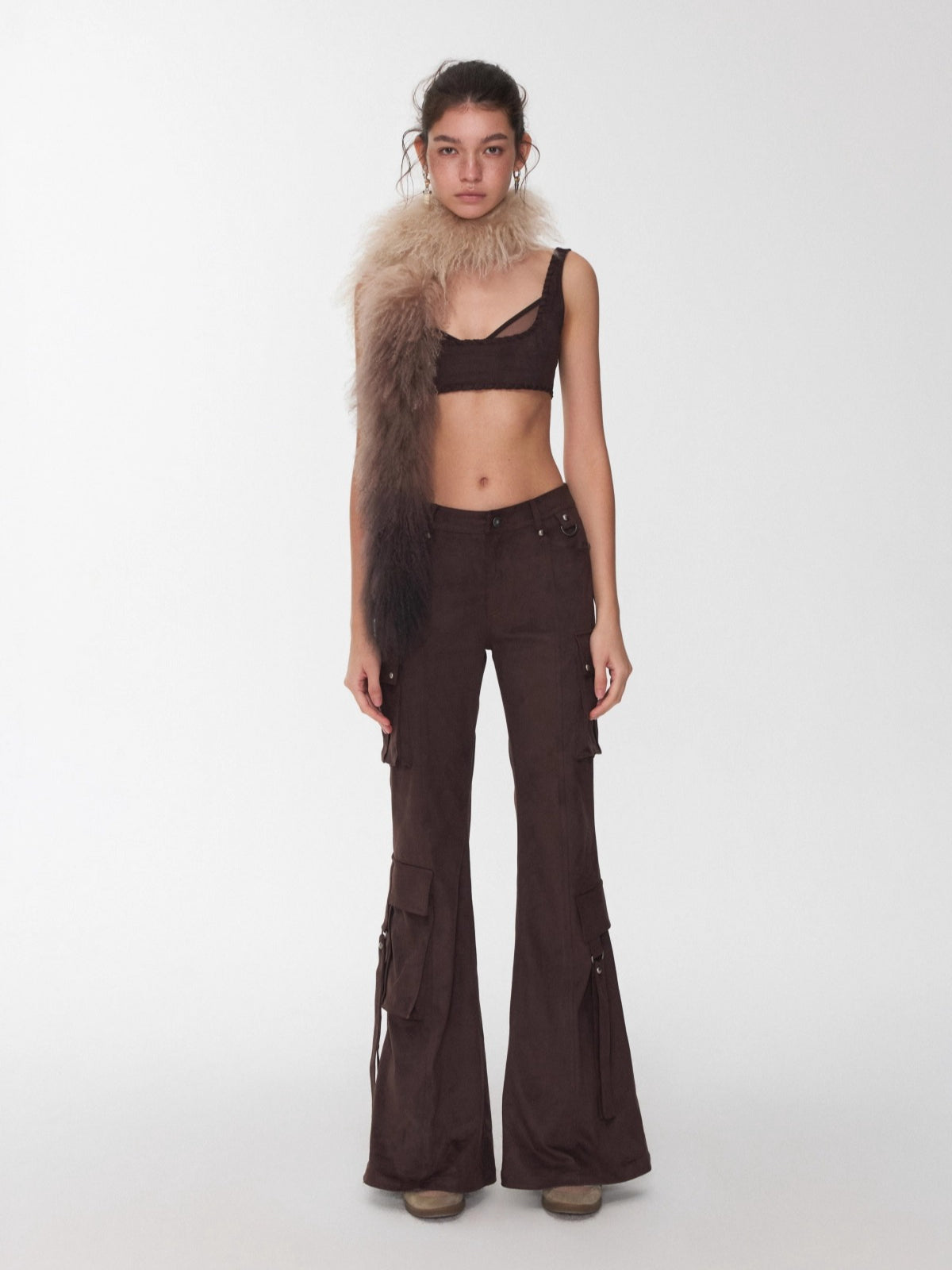 Studded Pocket Flared Utility Pants