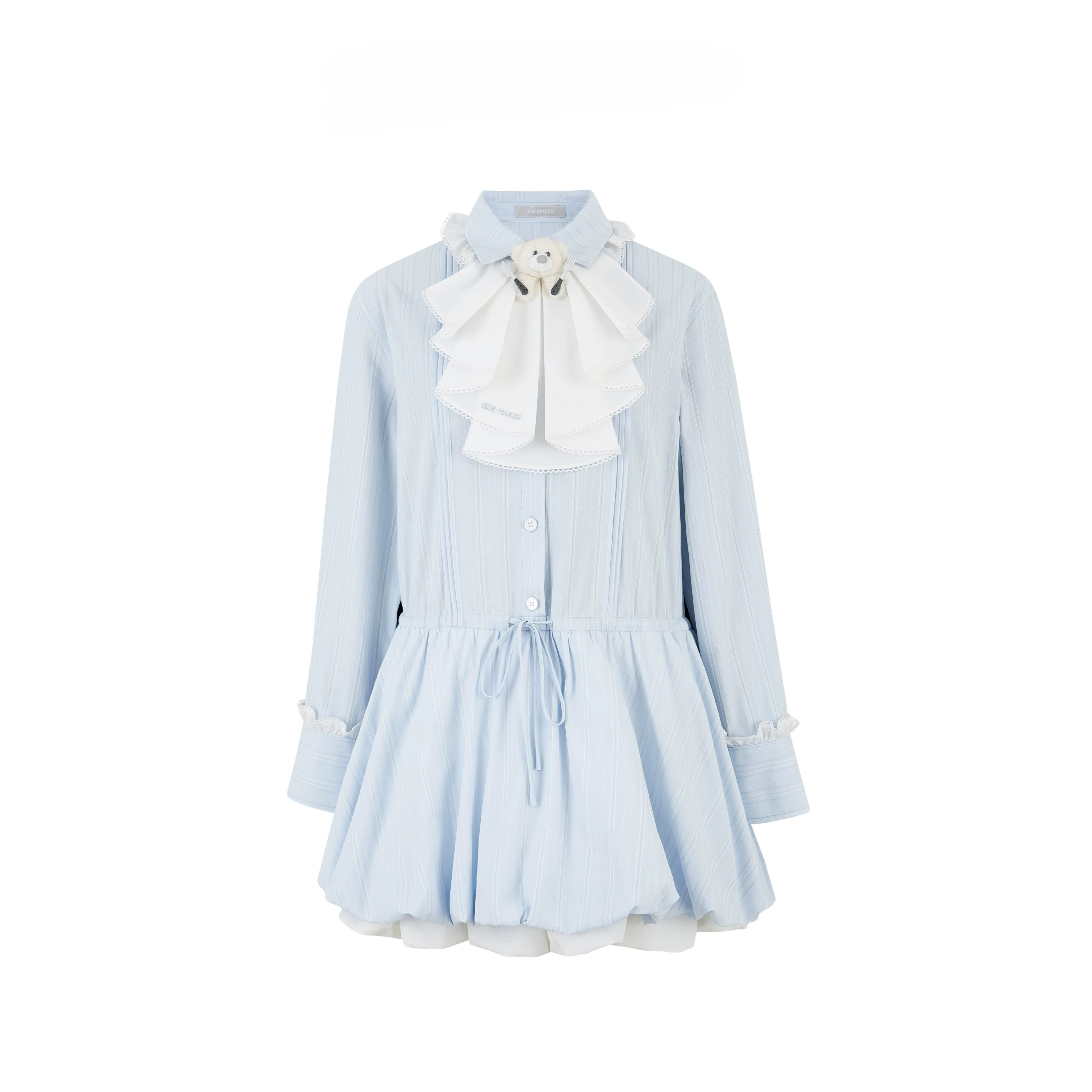 Smocked Bouquet Sleeve Waist-Cinching Mini Dress