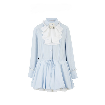 Smocked Bouquet Sleeve Waist-Cinching Mini Dress