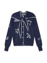 Puppy Embroidered Trim Hooded Knit Sweater - CHINASQUAD