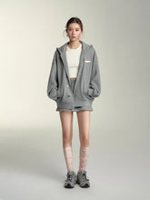 Grey Button-Up Hooded Sweatshirt & Skirt Set - CHINASQUAD