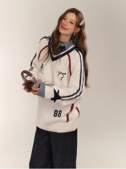 American Sports Bow Embroidered Sweater