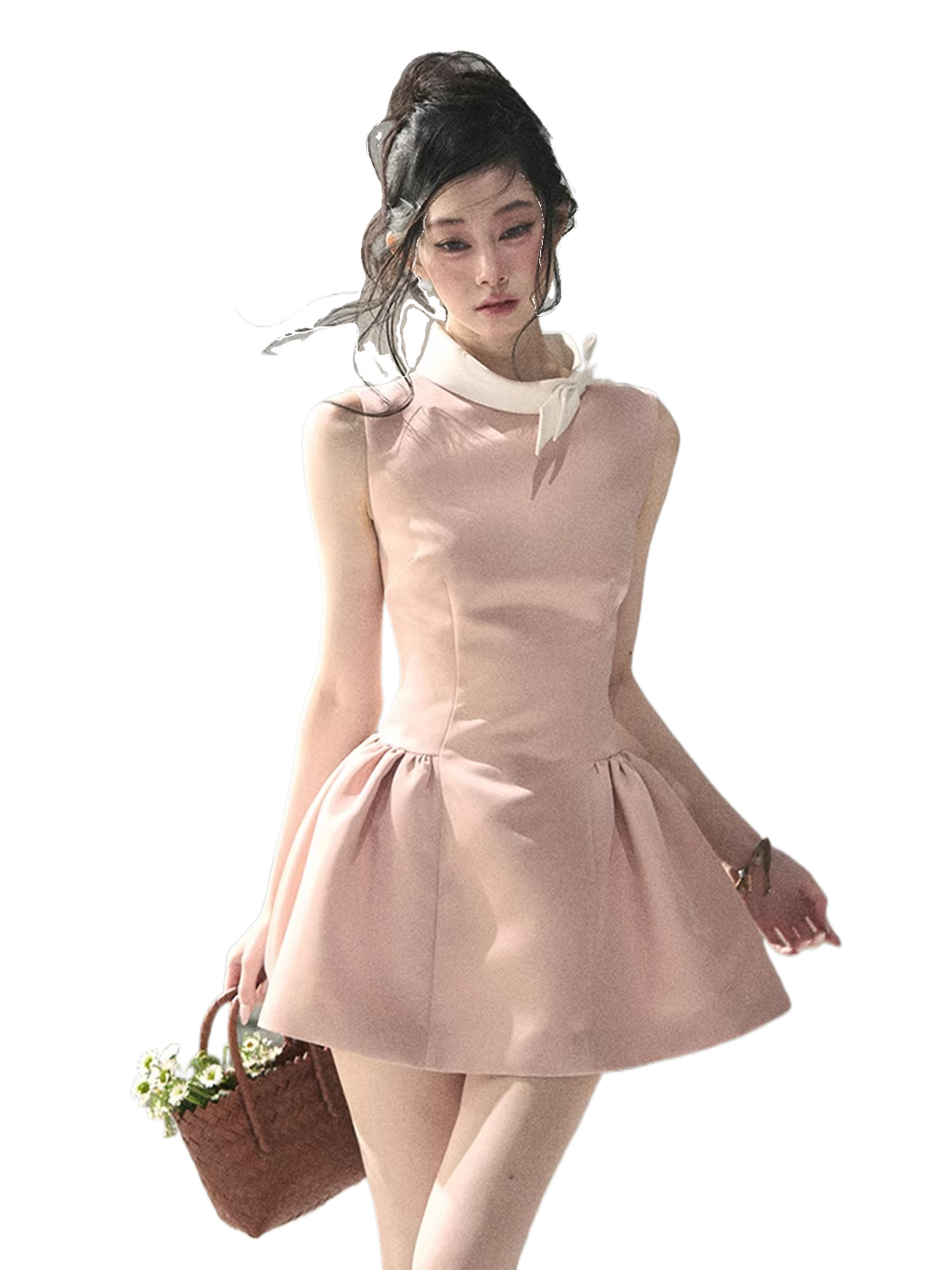 Satin Bow A-Line Dress