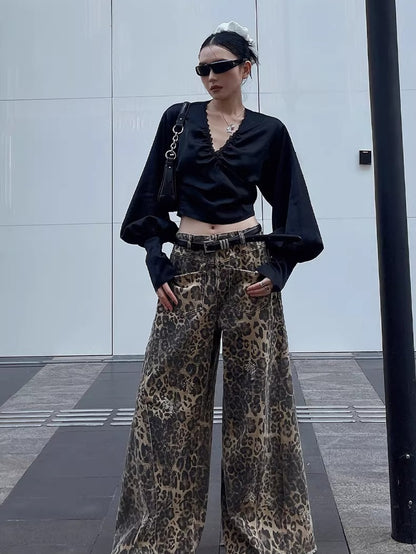 Convertible Ruched V-Neck Acetate Blouse