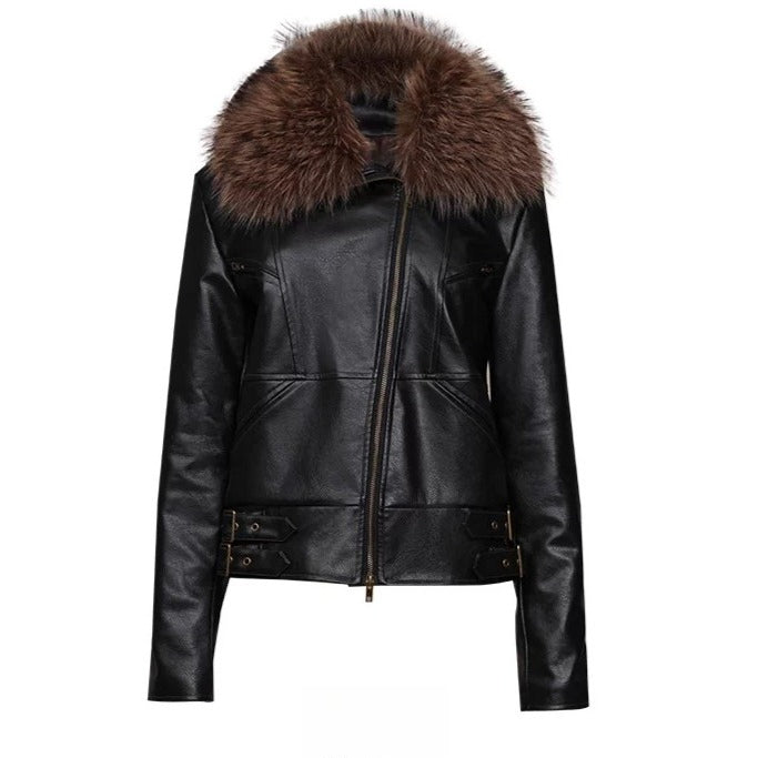 Heavy Punk Windproof Quilted Leather Jacket