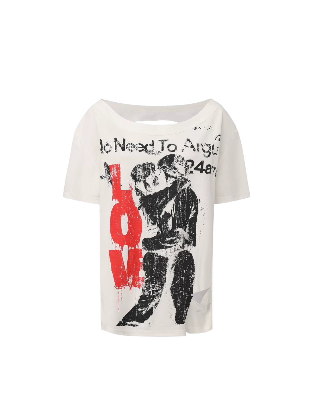 24ANS Laser-Burn Punk Graphic Oversized T-Shirt – White (Pre-sale)