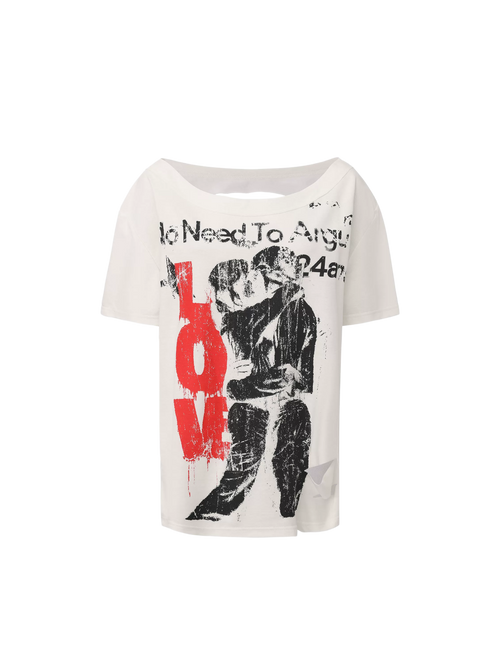 Laser-Burn Punk Graphic Oversized T-Shirt