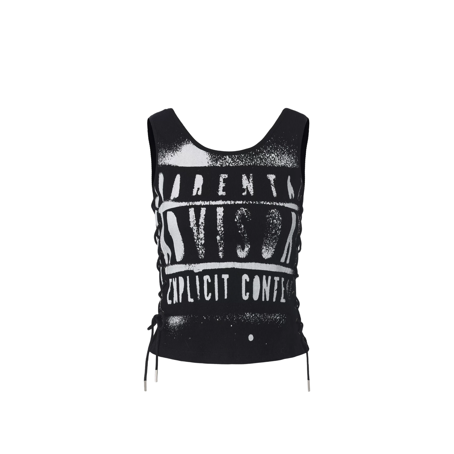 Drawstring Punk Printed Tank Top