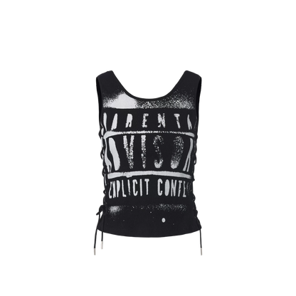 Drawstring Punk Printed Tank Top