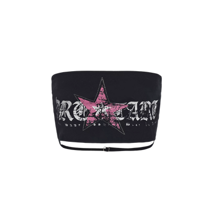 Punk Graphic Strapless Bustier