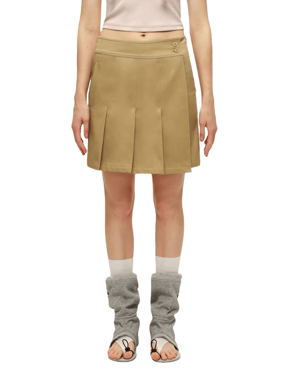Side-Zip Layered-Effect Pleated Mini Skirt