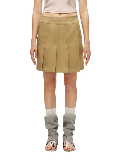 Side-Zip Layered-Effect Pleated Mini Skirt