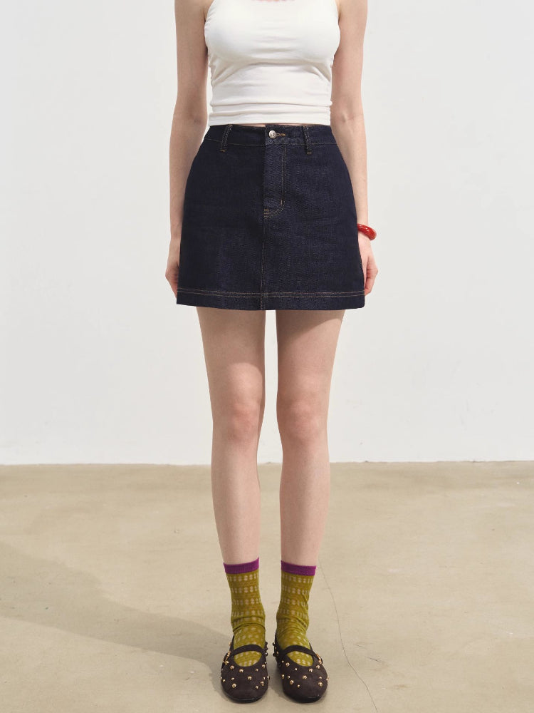 Layered Relaxed Denim Vest &amp; Skirt Set