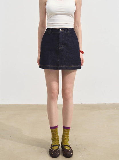 Layered Relaxed Denim Vest &amp; Skirt Set